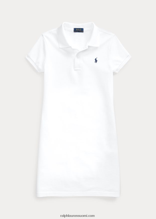 Ralph Lauren lapset puuvillaverkkomainen poolomekko 0Z24ZR7021 valkoinen