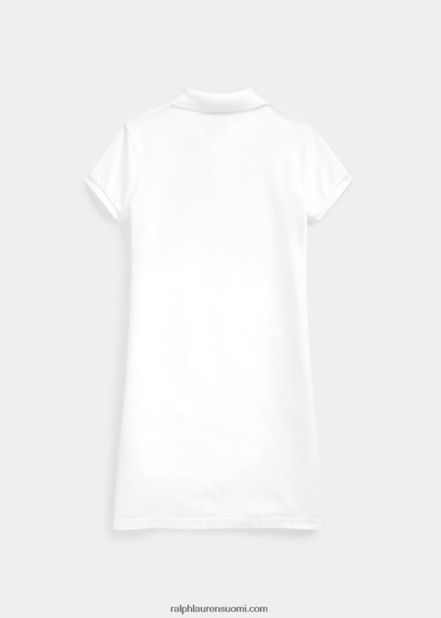 Ralph Lauren lapset puuvillaverkkomainen poolomekko 0Z24ZR7021 valkoinen