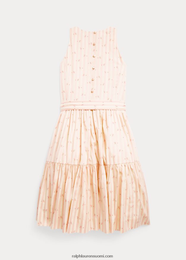 Ralph Lauren lapset raidallinen kukkainen Dobby-mekko 0Z24ZR6964 bettina kukkaraita