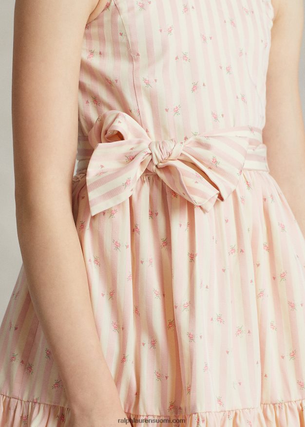 Ralph Lauren lapset raidallinen kukkainen Dobby-mekko 0Z24ZR6964 bettina kukkaraita