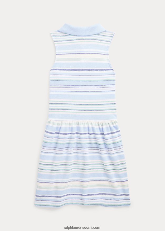 Ralph Lauren lapset raidallinen neulottu oxford poolomekko 0Z24ZR6806 vauva sininen