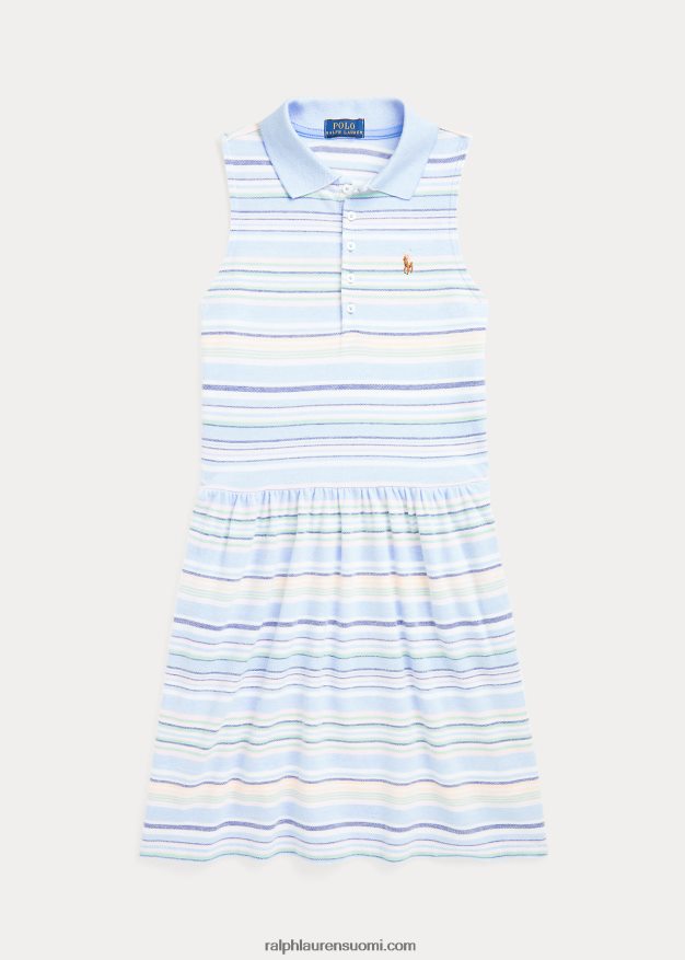 Ralph Lauren lapset raidallinen neulottu oxford poolomekko 0Z24ZR9982 vauva sininen