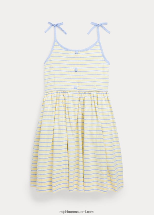 Ralph Lauren lapset raidallinen oxford-puuvillamekko 0Z24ZR6869 keltainen/laivasto
