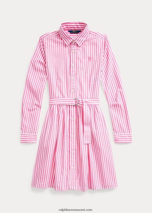 Ralph Lauren lapset raidallinen puuvillainen paitamekko 0Z24ZR10005 pinkki multi