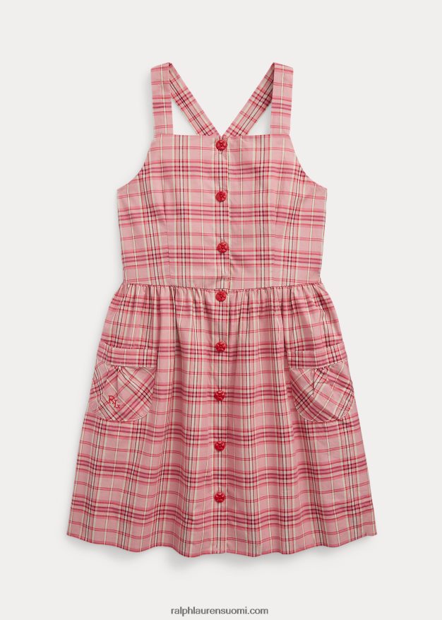 Ralph Lauren lapset ruudullinen puuvillapopliinimekko 0Z24ZR6969 vaaleanpunainen ruudullinen