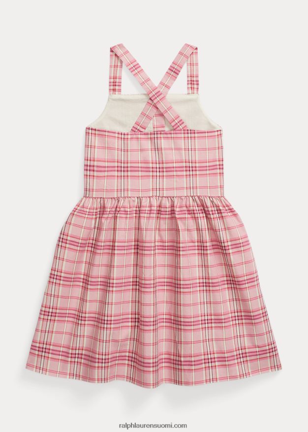 Ralph Lauren lapset ruudullinen puuvillapopliinimekko 0Z24ZR9971 vaaleanpunainen ruudullinen