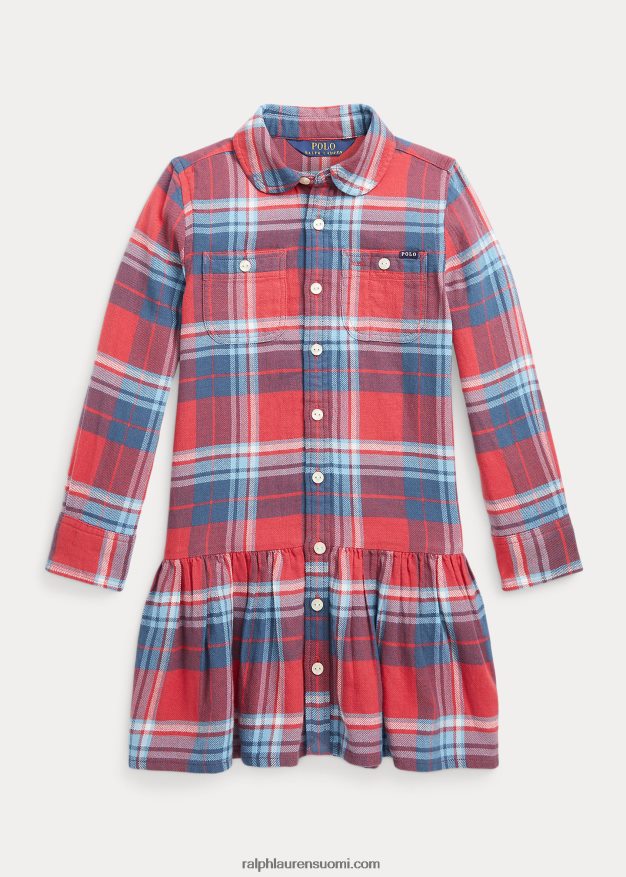 Ralph Lauren lapset ruudullinen puuvillatwill-paitamekko 0Z24ZR7476 punainen/sininen multi