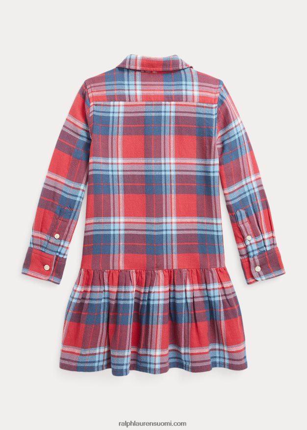 Ralph Lauren lapset ruudullinen puuvillatwill-paitamekko 0Z24ZR7476 punainen/sininen multi
