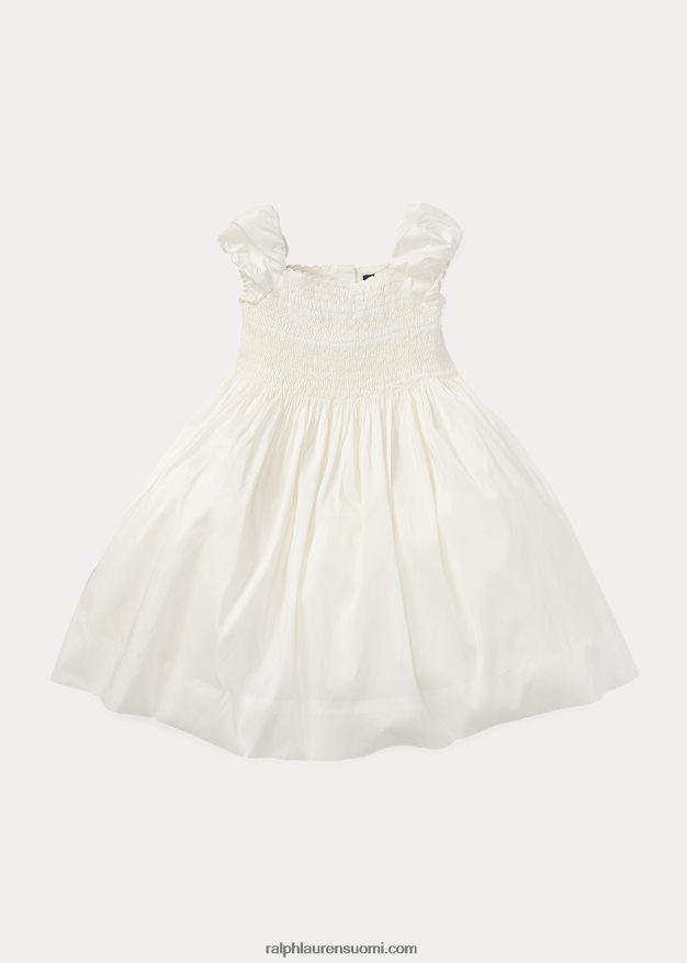 Ralph Lauren lapset smocked silkki mekko 0Z24ZR6734 pergamentti kerma