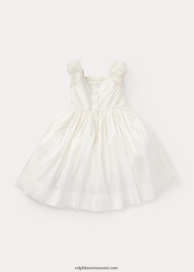 Ralph Lauren lapset smocked silkki mekko 0Z24ZR6734 pergamentti kerma
