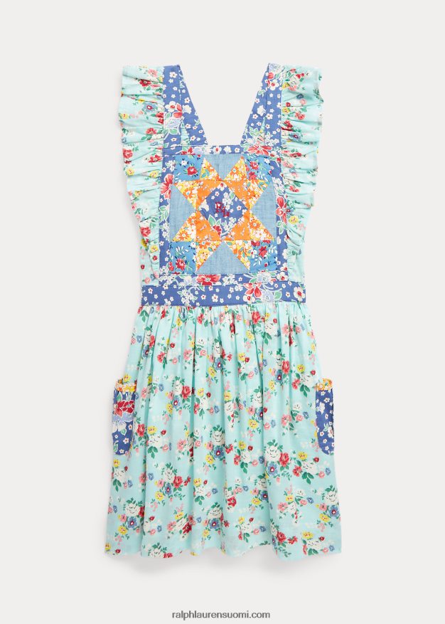 Ralph Lauren lapset tilkkutäys kukkapuuvillamekko 0Z24ZR6715 kukka-