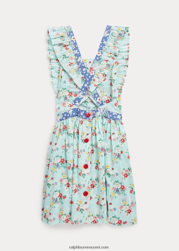 Ralph Lauren lapset tilkkutäys kukkapuuvillamekko 0Z24ZR6715 kukka-