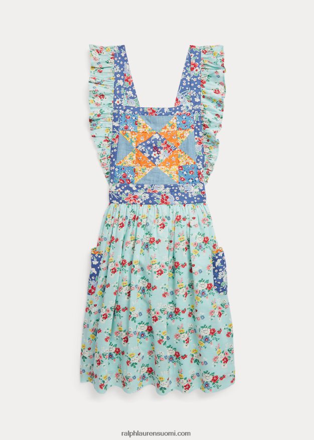 Ralph Lauren lapset tilkkutäys kukkapuuvillamekko 0Z24ZR7091 kukka-