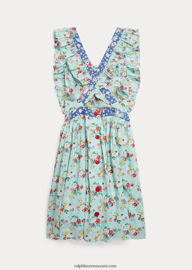 Ralph Lauren lapset tilkkutäys kukkapuuvillamekko 0Z24ZR7091 kukka-