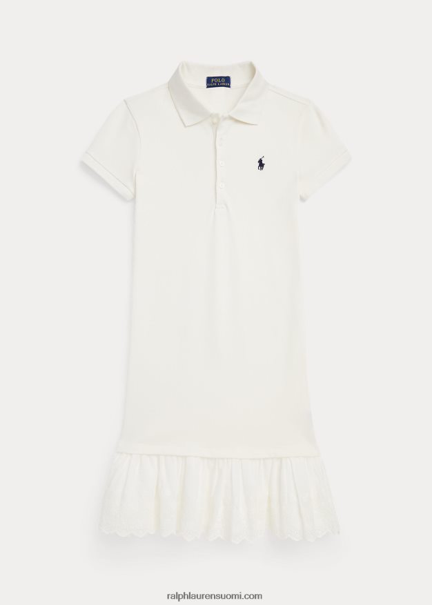 Ralph Lauren lapset venyttävä silmukkamekko 0Z24ZR7558 kannenpesuaine valkoinen