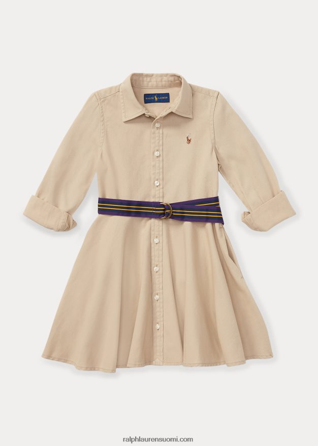 Ralph Lauren lapset vyöllinen chino-paitamekko 0Z24ZR6920 khaki