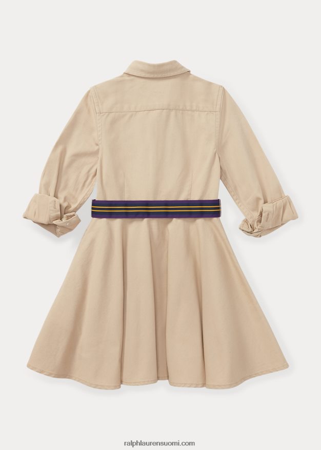 Ralph Lauren lapset vyöllinen chino-paitamekko 0Z24ZR6920 khaki