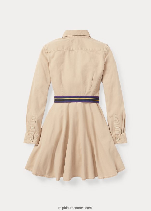 Ralph Lauren lapset vyöllinen chino-paitamekko 0Z24ZR7024 khaki