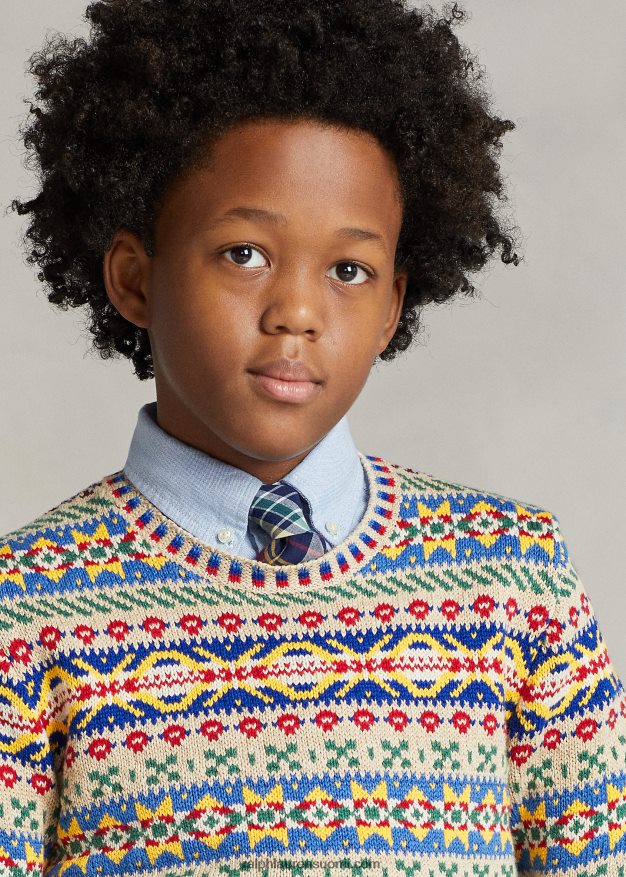 Ralph Lauren lapset Fair Isle -puuvillasekoitepusero 0Z24ZR6010 multi fairisle
