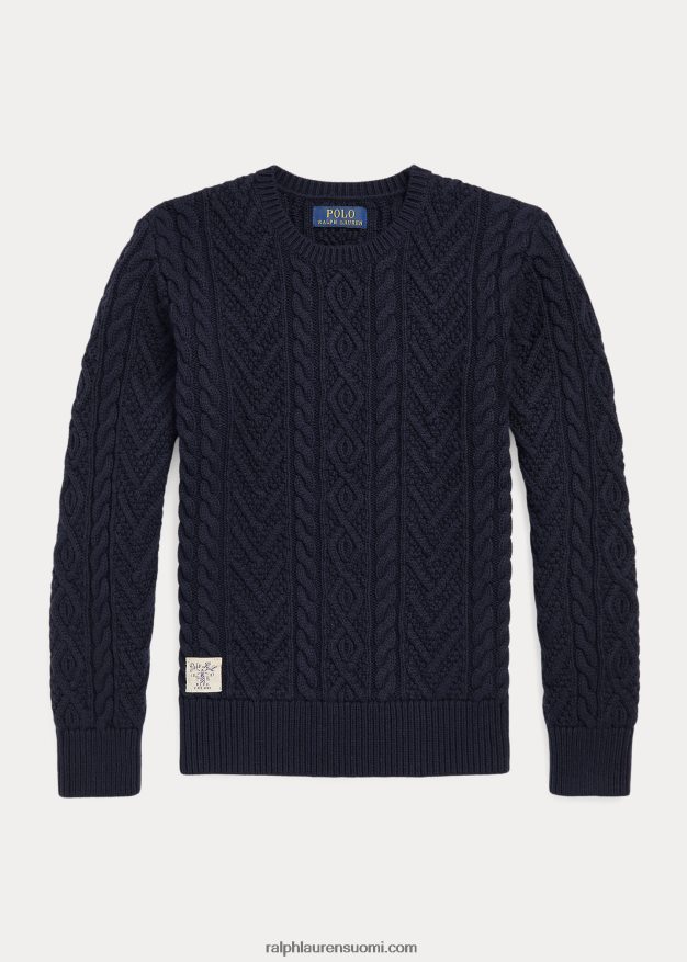 Ralph Lauren lapset aran-neulottu puuvillasekoitepusero 0Z24ZR6680 rl laivasto