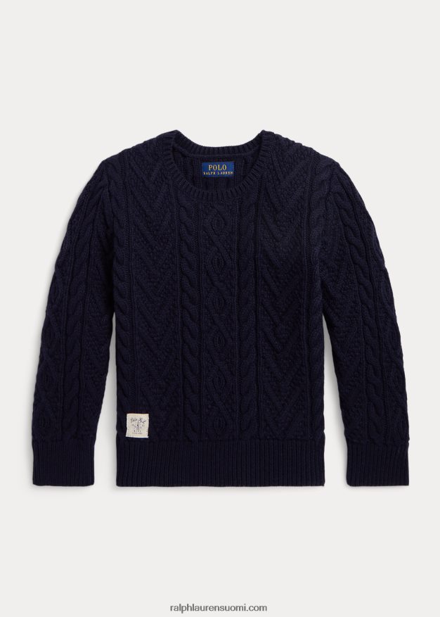 Ralph Lauren lapset aran-neulottu puuvillasekoitepusero 0Z24ZR9919 rl laivasto