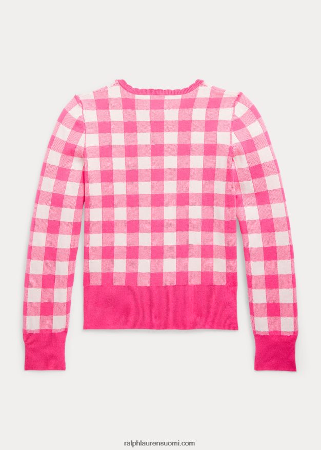 Ralph Lauren lapset gingham-puuvillaneuletakki 0Z24ZR7132 herkkä pinkki
