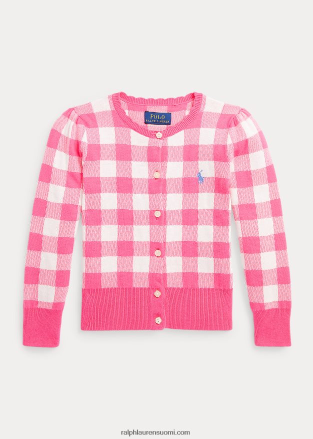Ralph Lauren lapset gingham-puuvillaneuletakki 0Z24ZR9966 herkkä pinkki
