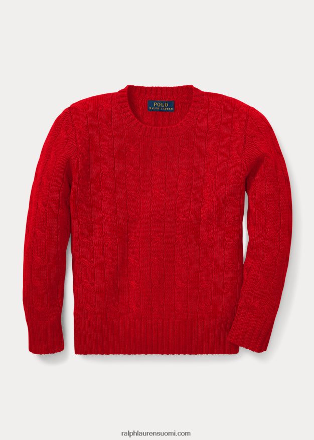 Ralph Lauren lapset ikoninen kaapelineulottu kashmirpusero 0Z24ZR5720 Rl 2000 punainen
