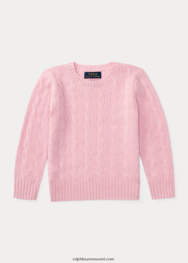 Ralph Lauren lapset ikoninen kaapelineulottu kashmirpusero 0Z24ZR5723 karmelin pinkki
