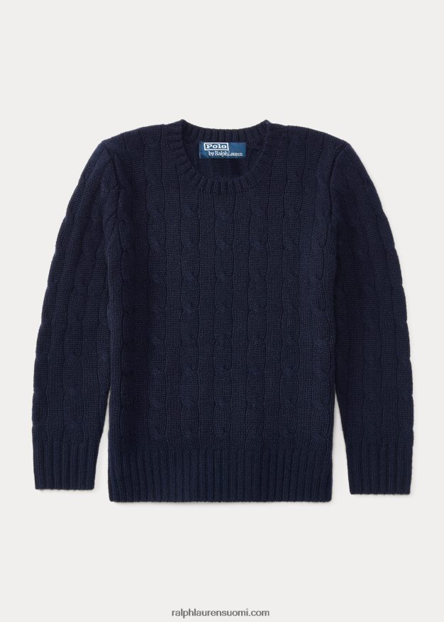 Ralph Lauren lapset ikoninen kaapelineulottu kashmirpusero 0Z24ZR5725 hienostunut laivasto