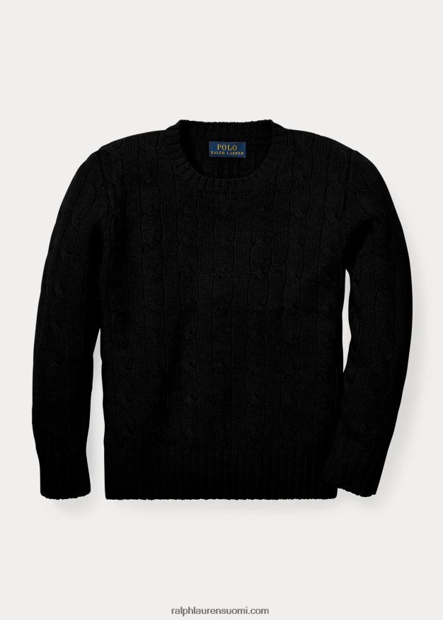 Ralph Lauren lapset ikoninen kaapelineulottu kashmirpusero 0Z24ZR5726 musta
