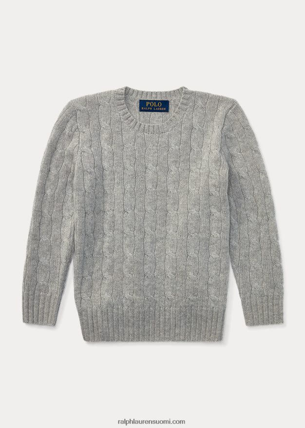 Ralph Lauren lapset ikoninen kaapelineulottu kashmirpusero 0Z24ZR5727 keskiharmaa kanerva