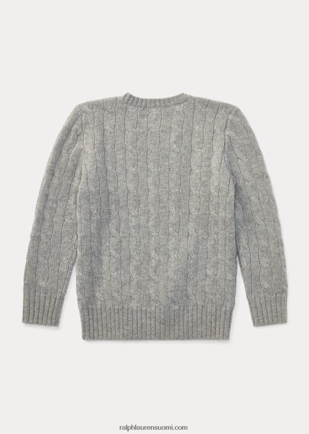 Ralph Lauren lapset ikoninen kaapelineulottu kashmirpusero 0Z24ZR5727 keskiharmaa kanerva