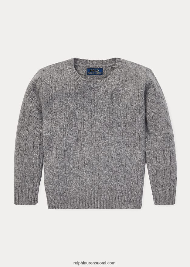 Ralph Lauren lapset ikoninen kaapelineulottu kashmirpusero 0Z24ZR5728 vaaleanharmaa kanerva