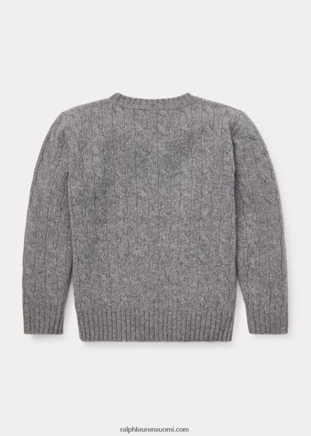 Ralph Lauren lapset ikoninen kaapelineulottu kashmirpusero 0Z24ZR5728 vaaleanharmaa kanerva