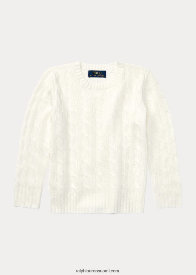 Ralph Lauren lapset ikoninen kaapelineulottu kashmirpusero 0Z24ZR5729 lämmin valkoinen