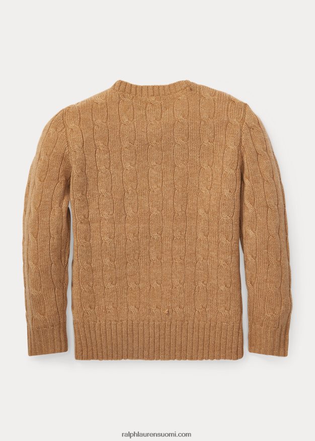 Ralph Lauren lapset ikoninen kaapelineulottu kashmirpusero 0Z24ZR5731 kamelin melange