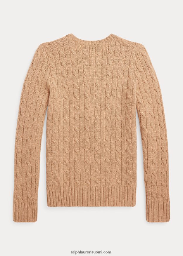 Ralph Lauren lapset ikoninen kaapelineulottu kashmirpusero 0Z24ZR6206 uusi kamelimelange