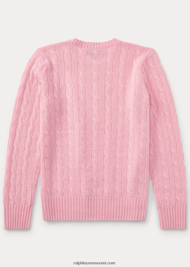Ralph Lauren lapset ikoninen kaapelineulottu kashmirpusero 0Z24ZR6207 karmelin pinkki
