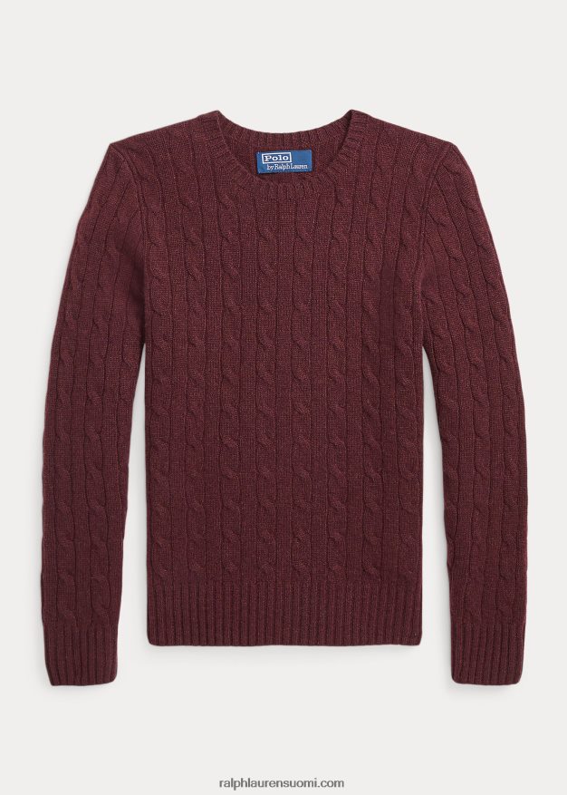 Ralph Lauren lapset ikoninen kaapelineulottu kashmirpusero 0Z24ZR6208 vanhennettu viini kanerva