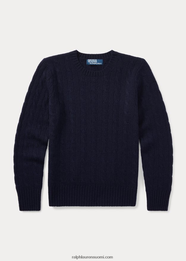 Ralph Lauren lapset ikoninen kaapelineulottu kashmirpusero 0Z24ZR6214 hienostunut laivasto
