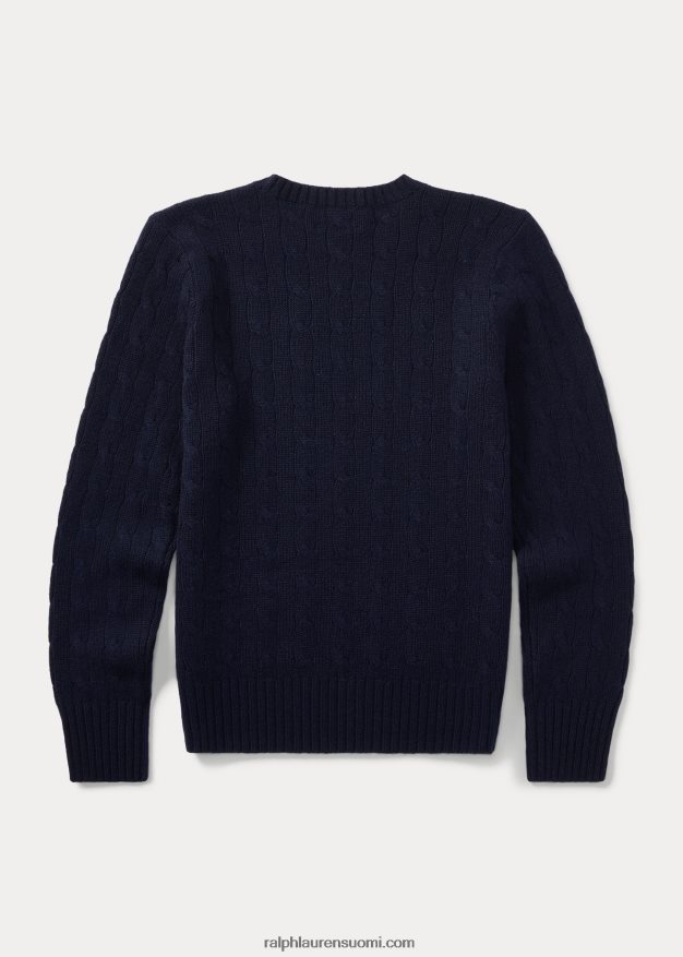 Ralph Lauren lapset ikoninen kaapelineulottu kashmirpusero 0Z24ZR6214 hienostunut laivasto