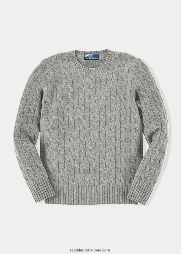 Ralph Lauren lapset ikoninen kaapelineulottu kashmirpusero 0Z24ZR6216 keskiharmaa kanerva