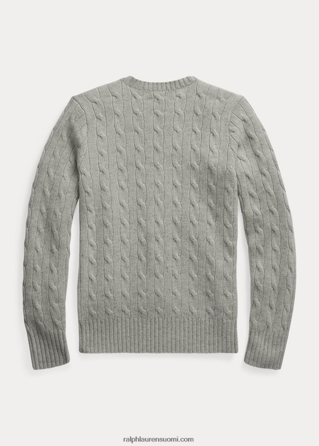Ralph Lauren lapset ikoninen kaapelineulottu kashmirpusero 0Z24ZR6216 keskiharmaa kanerva