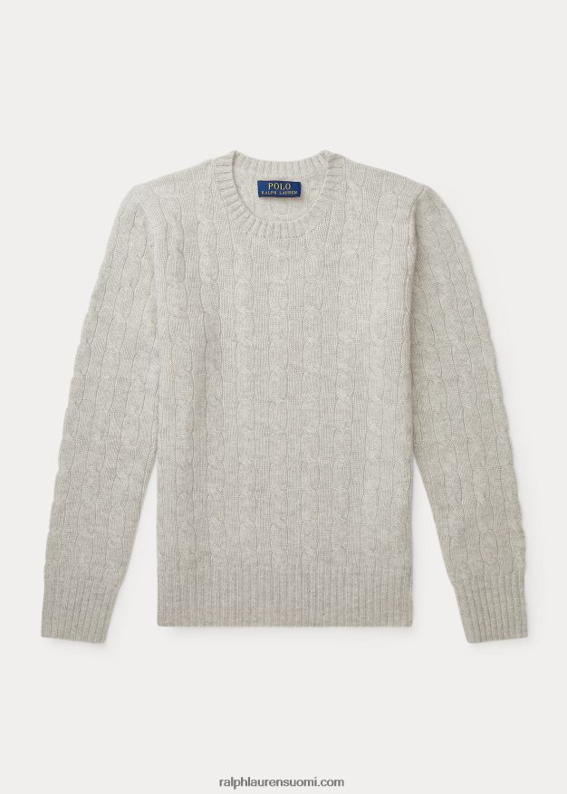 Ralph Lauren lapset ikoninen kaapelineulottu kashmirpusero 0Z24ZR6217 vaaleanharmaa kanerva