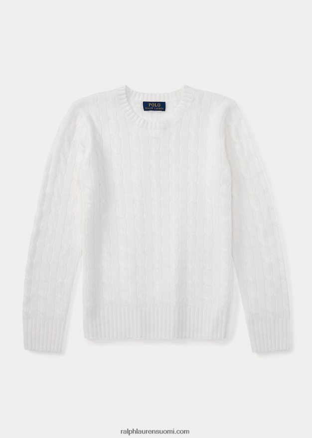 Ralph Lauren lapset ikoninen kaapelineulottu kashmirpusero 0Z24ZR6218 lämmin valkoinen