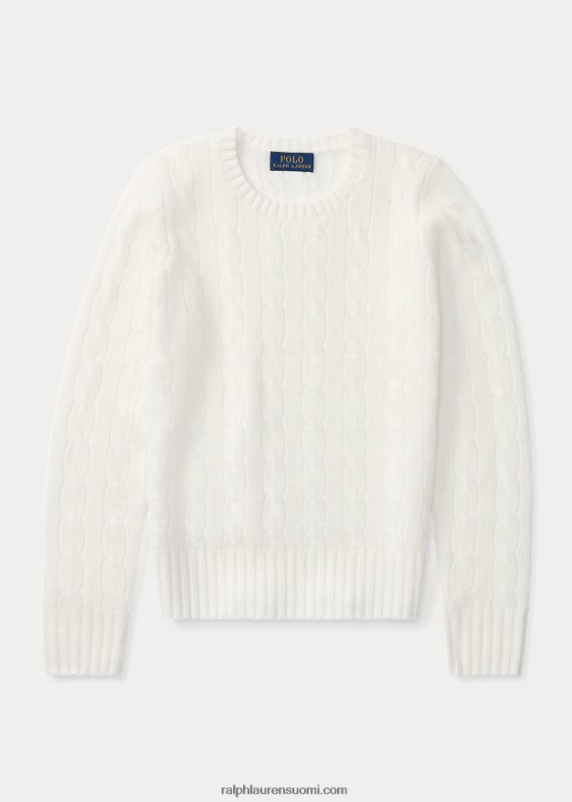 Ralph Lauren lapset kaapelineulottu kashmir villapaita 0Z24ZR7193 lämmin valkoinen