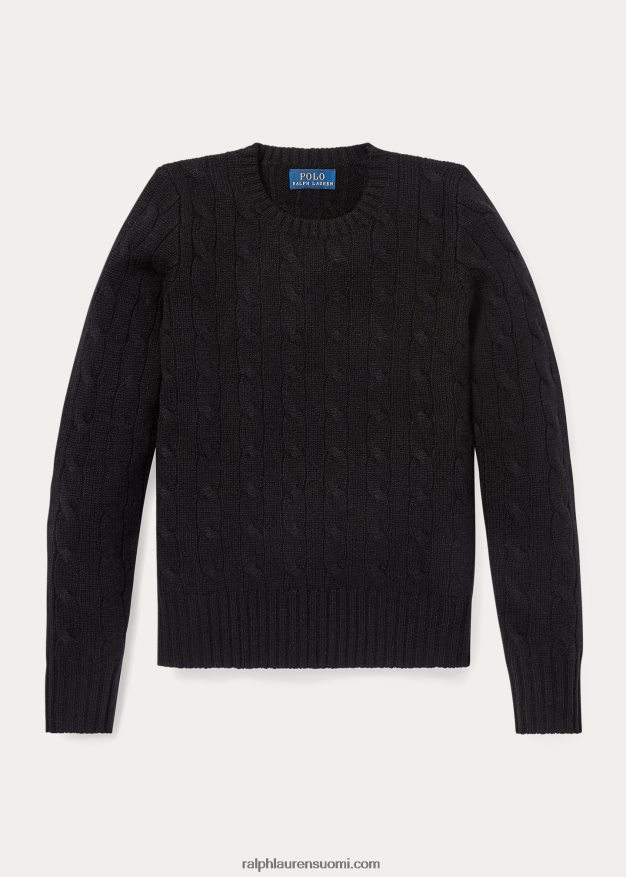 Ralph Lauren lapset kaapelineulottu kashmir villapaita 0Z24ZR7194 musta