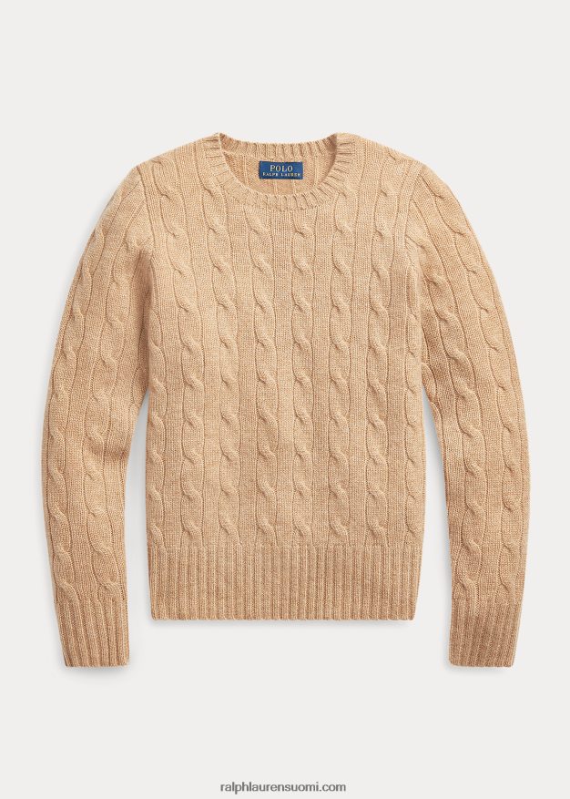 Ralph Lauren lapset kaapelineulottu kashmir villapaita 0Z24ZR7196 kamelin melange