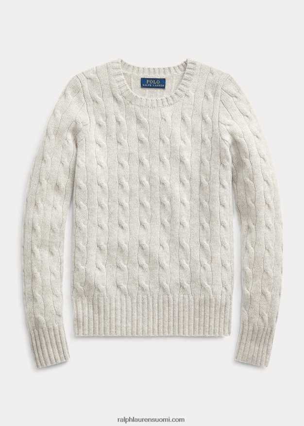 Ralph Lauren lapset kaapelineulottu kashmir villapaita 0Z24ZR7198 uusi harmaa kanerva